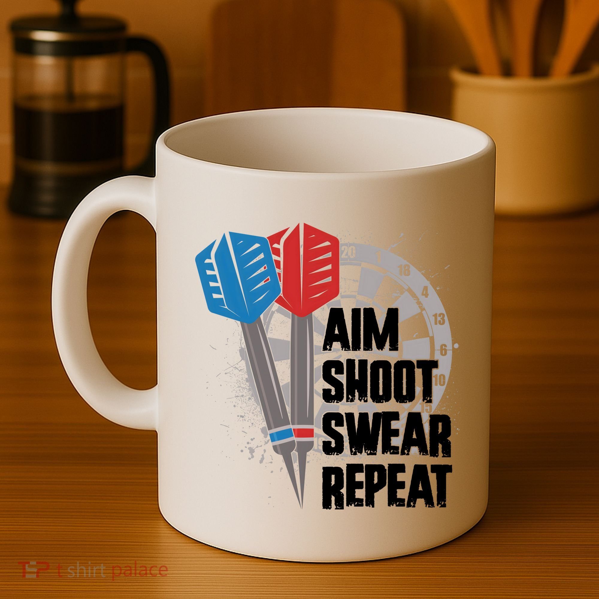 Aim Shoot Swear Repeat Dart Game Coffee Mug