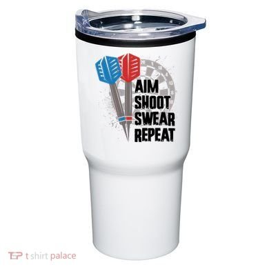 Aim Shoot Swear Repeat Dart Game Tumbler