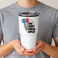 Aim Shoot Swear Repeat Dart Game Tumbler thumb 2