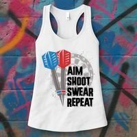 Aim Shoot Swear Repeat Dart Game Women's Tank Top thumb 3