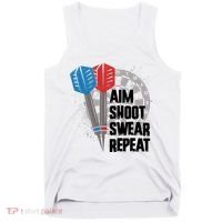Aim Shoot Swear Repeat Dart Game Tank Top thumb 0