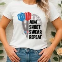 Aim Shoot Swear Repeat Dart Game Women's T-Shirt thumb 2