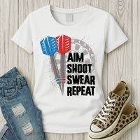 Aim Shoot Swear Repeat Dart Game Women's T-Shirt thumb 3