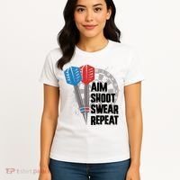 Aim Shoot Swear Repeat Dart Game Women's T-Shirt thumb 4