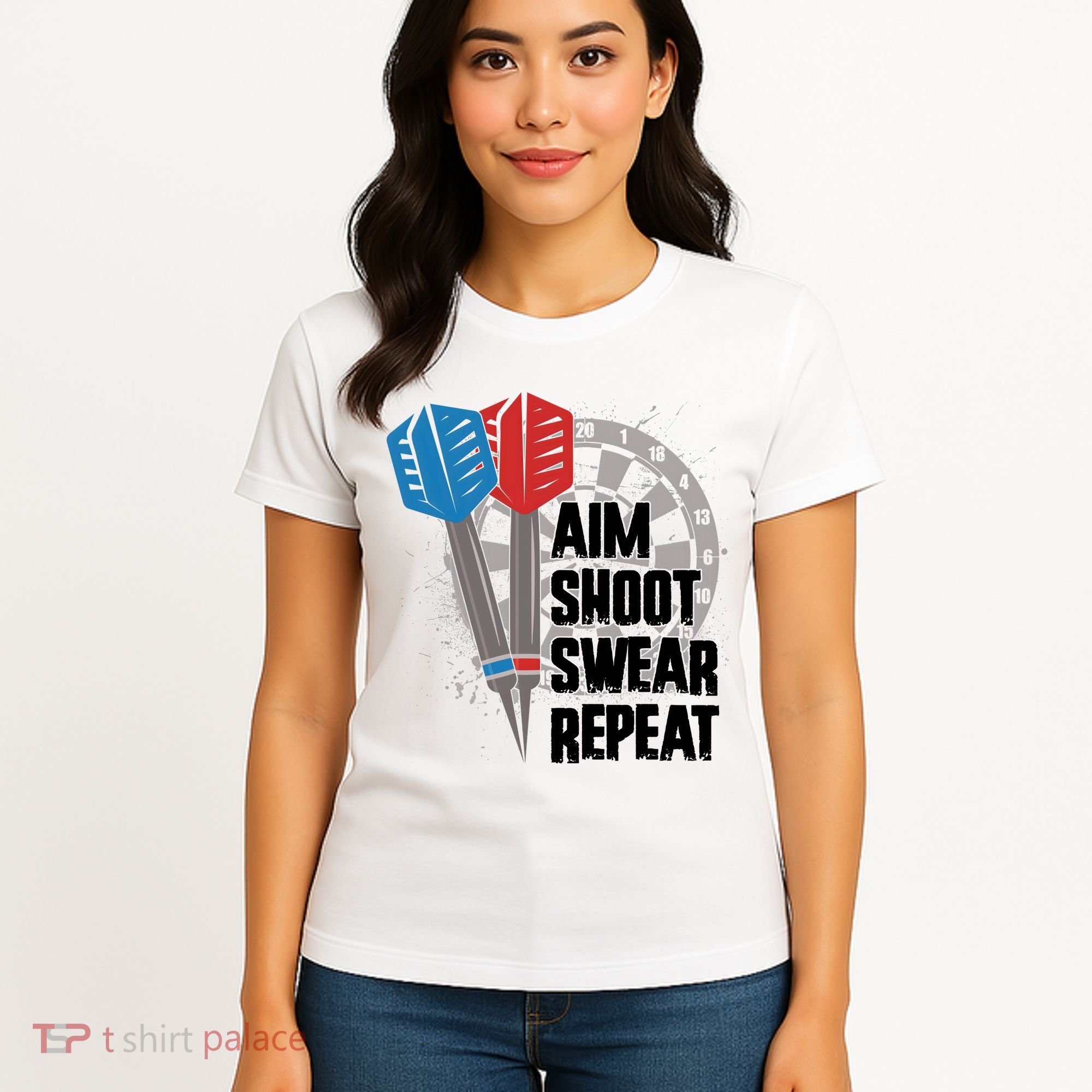 Aim Shoot Swear Repeat Dart Game Women's T-Shirt
