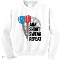 Aim Shoot Swear Repeat Dart Game Kids Sweatshirt thumb 0