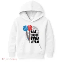 Aim Shoot Swear Repeat Dart Game Kids Hoodie thumb 0