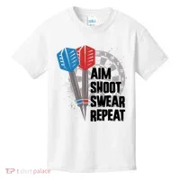 Aim Shoot Swear Repeat Dart Game Kids T-Shirt thumb 0
