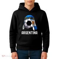 Argentina Soccer Support Team Jersey Argentinian Flag Kids Hoodie thumb 4
