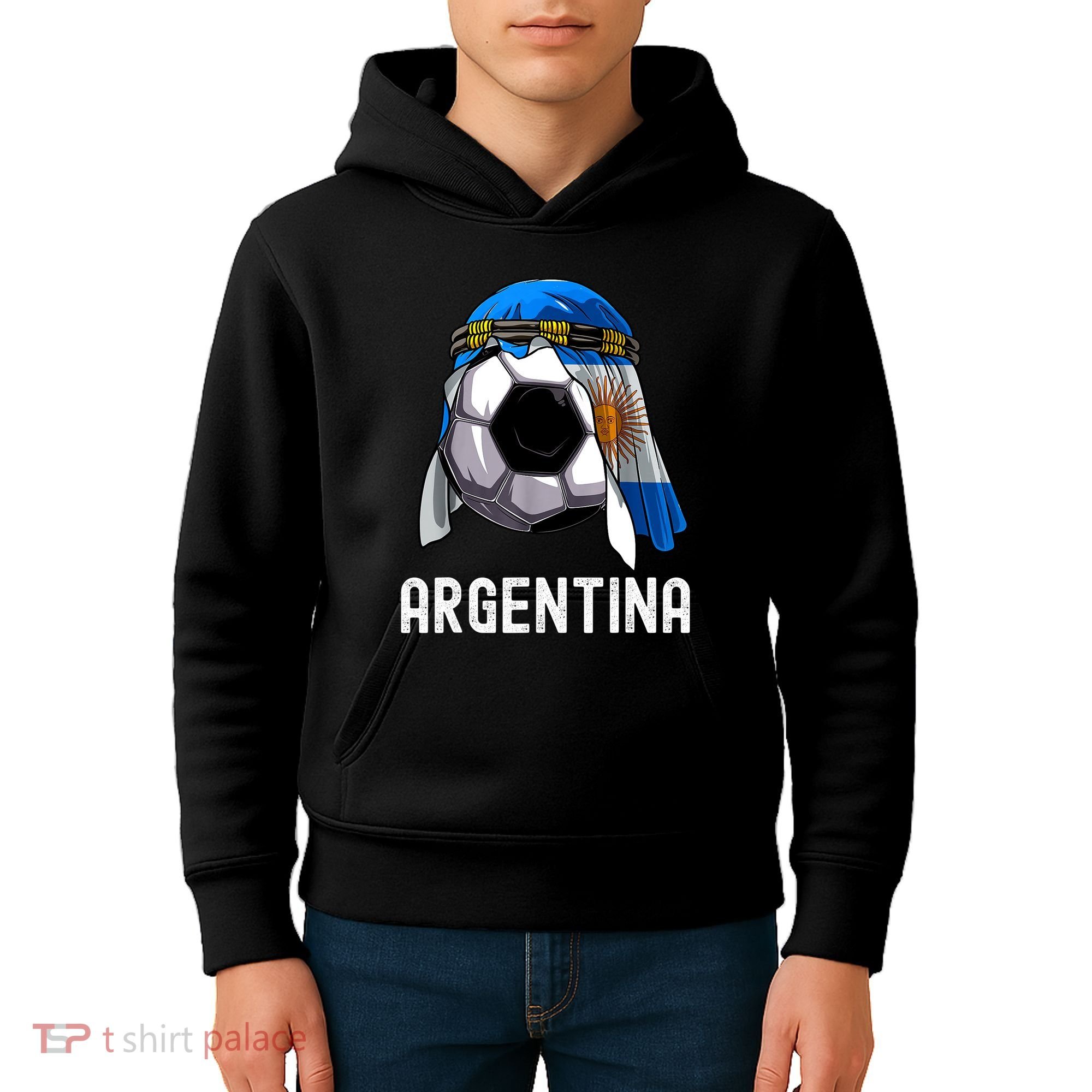 Argentina Soccer Support Team Jersey Argentinian Flag Kids Hoodie