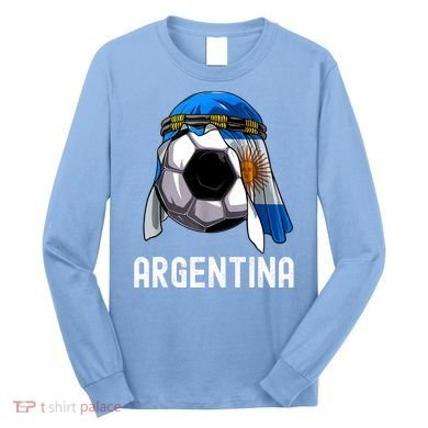 Argentina Soccer Support Team Jersey Argentinian Flag Long Sleeve Shirt