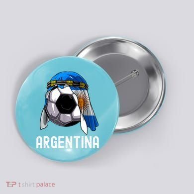Argentina Soccer Support Team Jersey Argentinian Flag Button