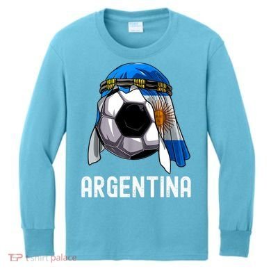 Argentina Soccer Support Team Jersey Argentinian Flag Kids Long Sleeve Shirt