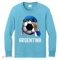 Argentina Soccer Support Team Jersey Argentinian Flag Kids Long Sleeve Shirt thumb 0