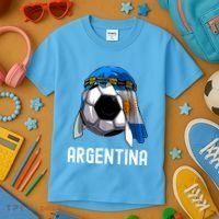 Argentina Soccer Support Team Jersey Argentinian Flag Kids T-Shirt thumb 3