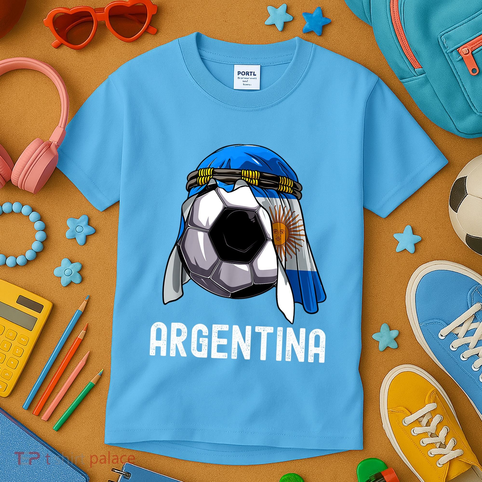 Argentina Soccer Support Team Jersey Argentinian Flag Kids T-Shirt