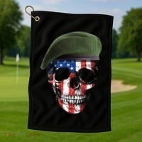 American Soldier Skull Flag 4th Of July Meaningful Gift Golf Towel thumb 1