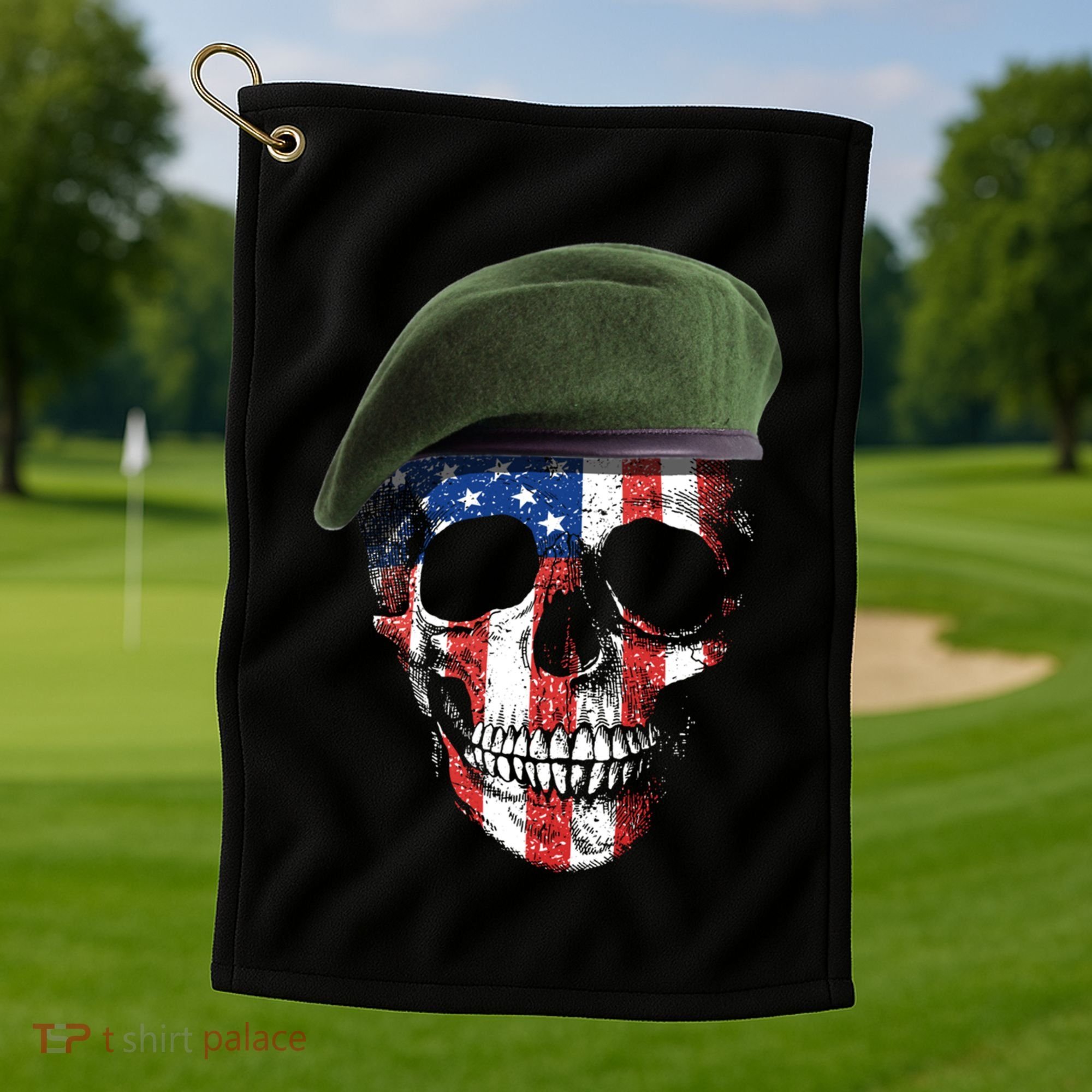 American Soldier Skull Flag 4th Of July Meaningful Gift Golf Towel
