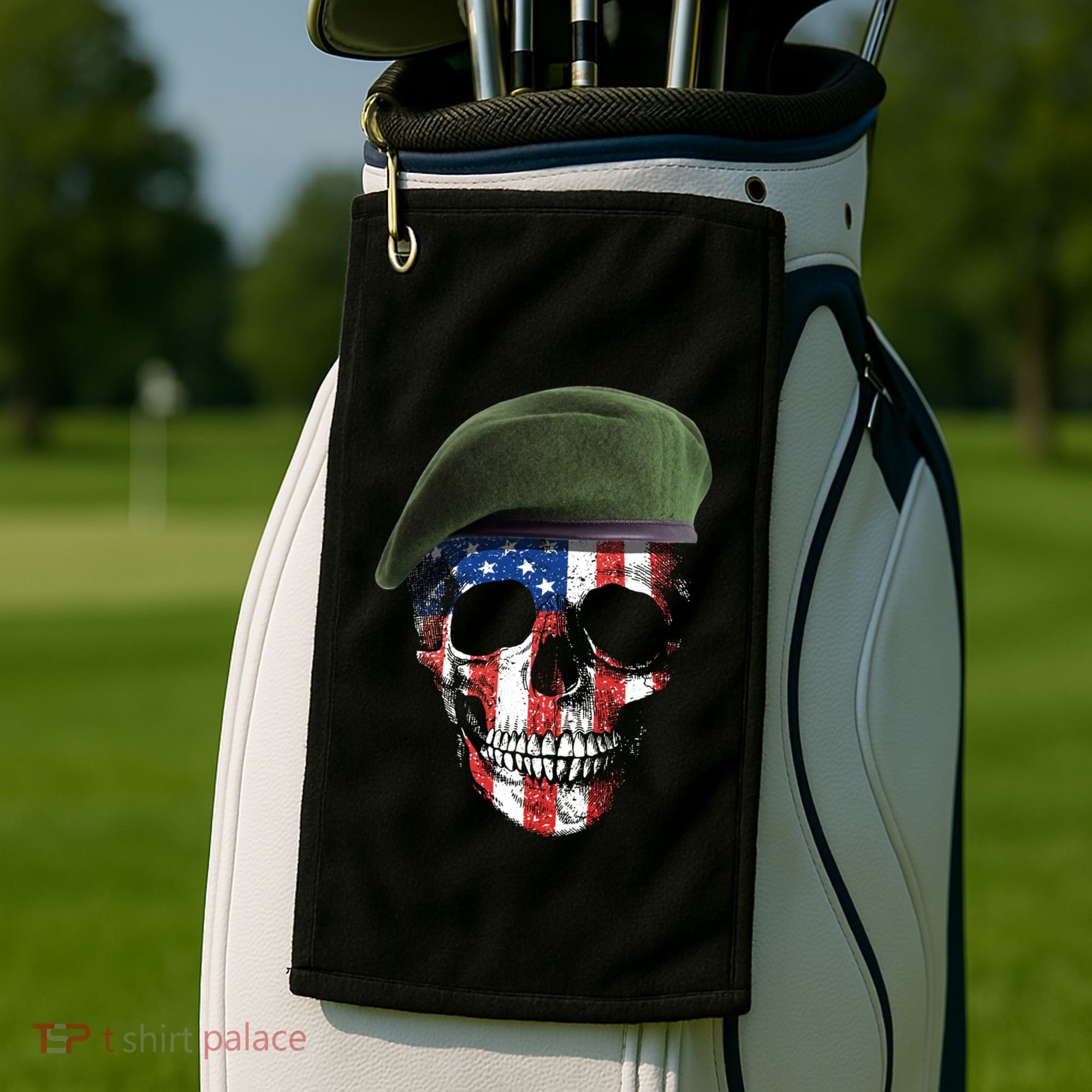 American Soldier Skull Flag 4th Of July Meaningful Gift Golf Towel