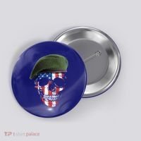 American Soldier Skull Flag 4th Of July Meaningful Gift Button thumb 0