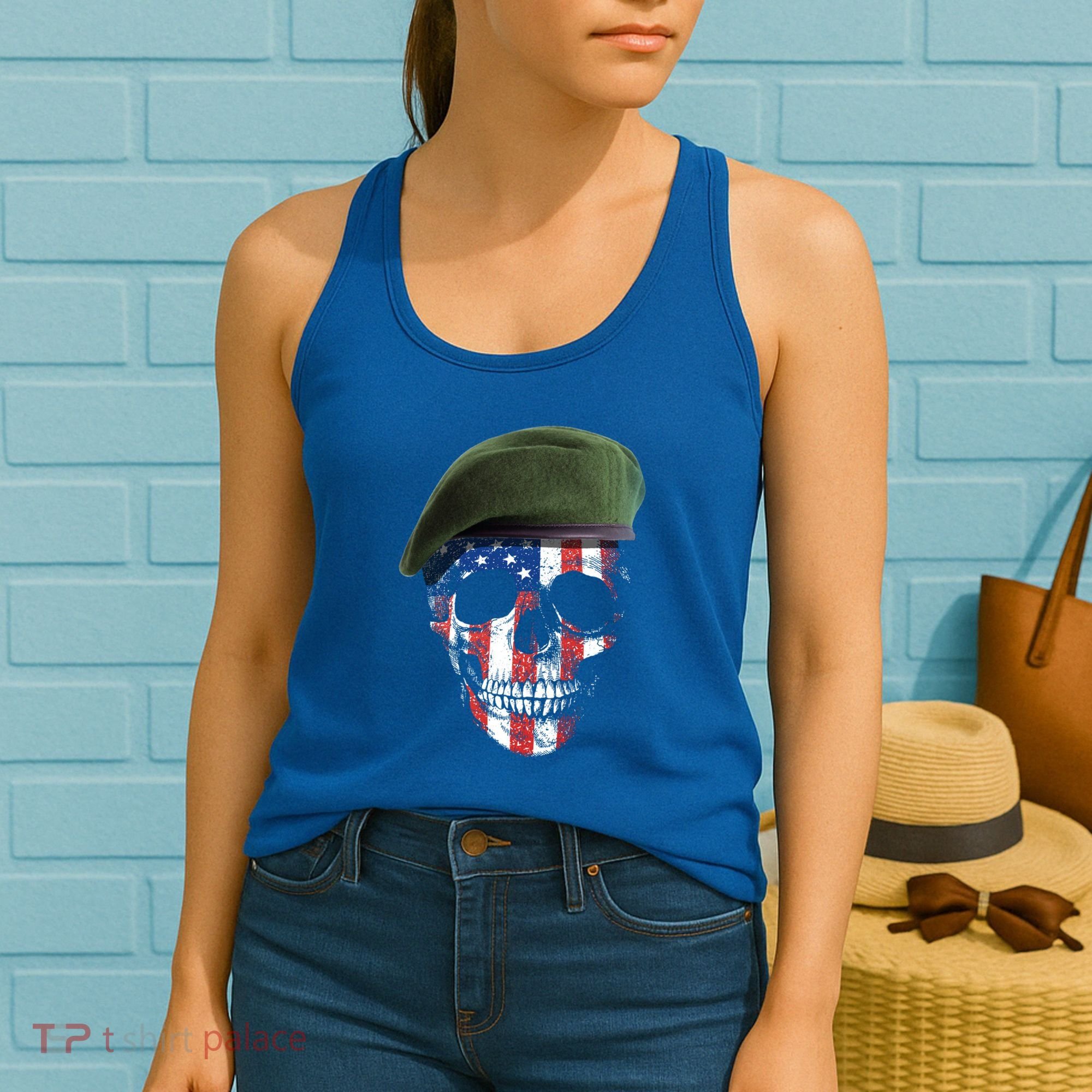 American Soldier Skull Flag 4th Of July Meaningful Gift Women's Tank Top