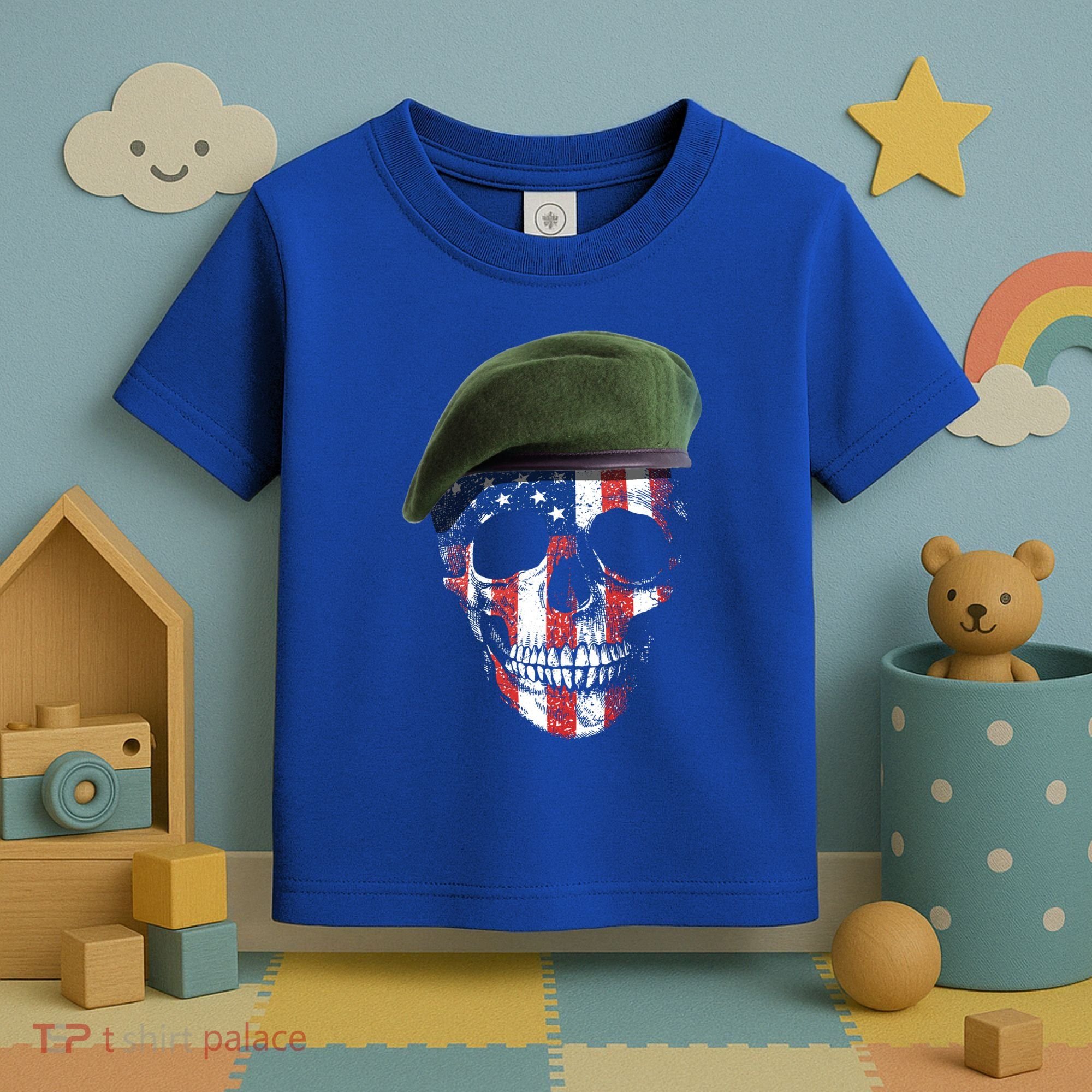 American Soldier Skull Flag 4th Of July Meaningful Gift Toddler T-Shirt