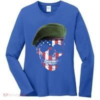 American Soldier Skull Flag 4th Of July Meaningful Gift Women's Long Sleeve Shirt thumb 0