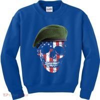 American Soldier Skull Flag 4th Of July Meaningful Gift Kids Sweatshirt thumb 0