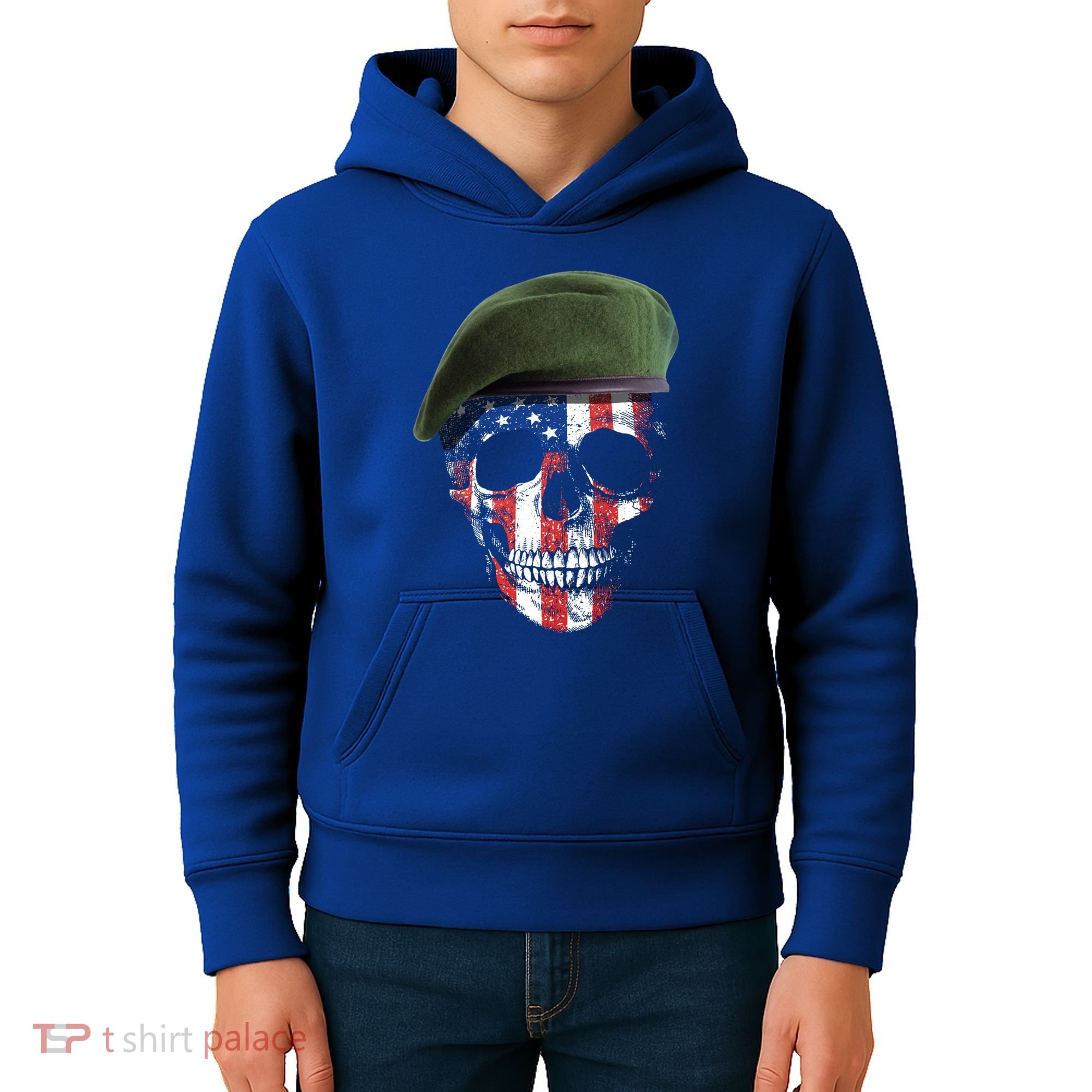 American Soldier Skull Flag 4th Of July Meaningful Gift Kids Hoodie