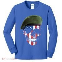 American Soldier Skull Flag 4th Of July Meaningful Gift Kids Long Sleeve Shirt thumb 0