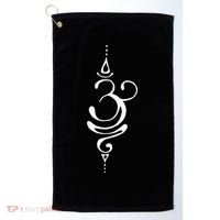 Ancient Sanskrit Symbol For BREATHE Inspiration Om Yoga Golf Towel thumb 0
