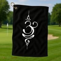 Ancient Sanskrit Symbol For BREATHE Inspiration Om Yoga Golf Towel thumb 1