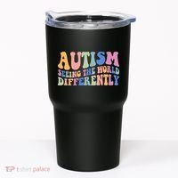 Autism Seeing The World Differently Groovy Tumbler thumb 0