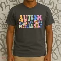 Autism Seeing The World Differently Groovy T-Shirt thumb 3