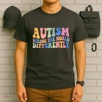 Autism Seeing The World Differently Groovy T-Shirt thumb 6