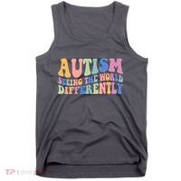 Autism Seeing The World Differently Groovy Tank Top thumb 0
