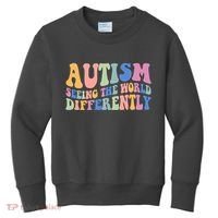 Autism Seeing The World Differently Groovy Kids Sweatshirt thumb 0
