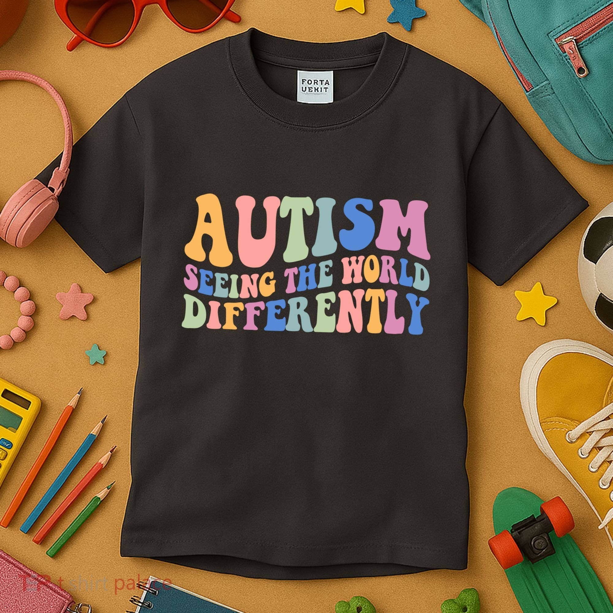 Autism Seeing The World Differently Groovy Kids T-Shirt