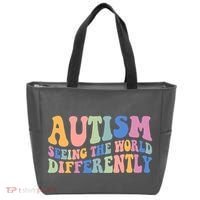 Autism Seeing The World Differently Groovy Tote Bag thumb 0