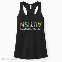 Autism Seeing The World Differently Upside Autism Awareness Women's Tank Top thumb 0