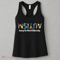 Autism Seeing The World Differently Upside Autism Awareness Women's Tank Top thumb 3