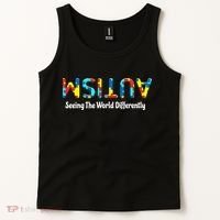 Autism Seeing The World Differently Upside Autism Awareness Tank Top thumb 2