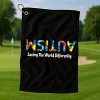 Autism Seeing The World Differently Upside Autism Awareness Golf Towel thumb 1