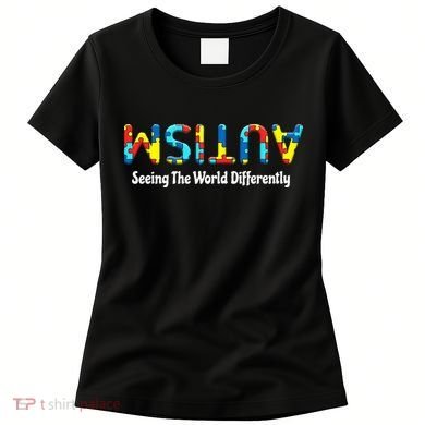 Autism Seeing The World Differently Upside Autism Awareness Women's T-Shirt