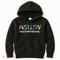 Autism Seeing The World Differently Upside Autism Awareness Kids Hoodie thumb 0