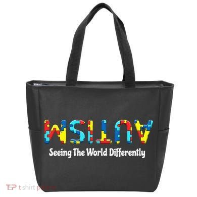 Autism Seeing The World Differently Upside Autism Awareness Tote Bag