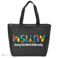 Autism Seeing The World Differently Upside Autism Awareness Tote Bag thumb 0