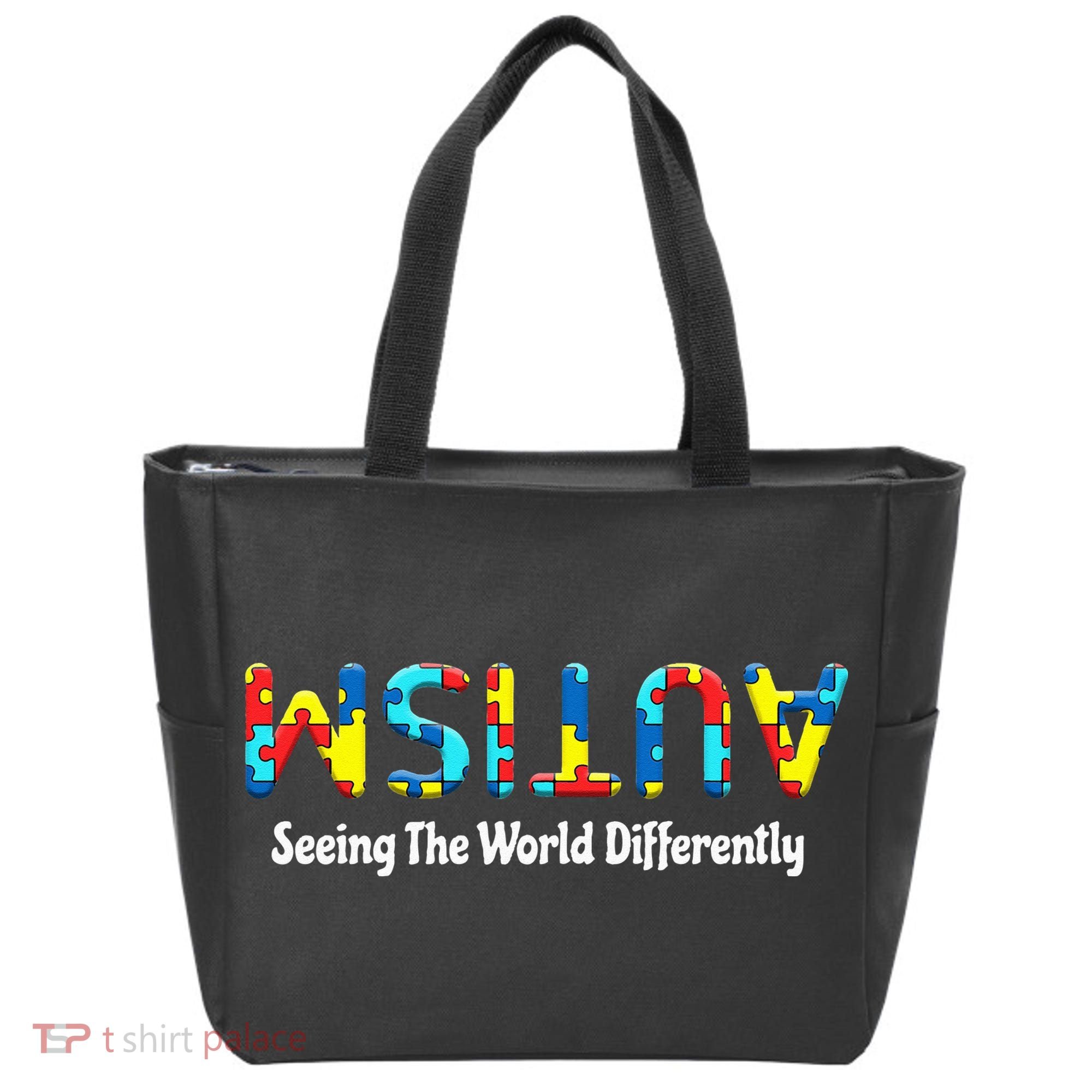 Autism Seeing The World Differently Upside Autism Awareness Tote Bag