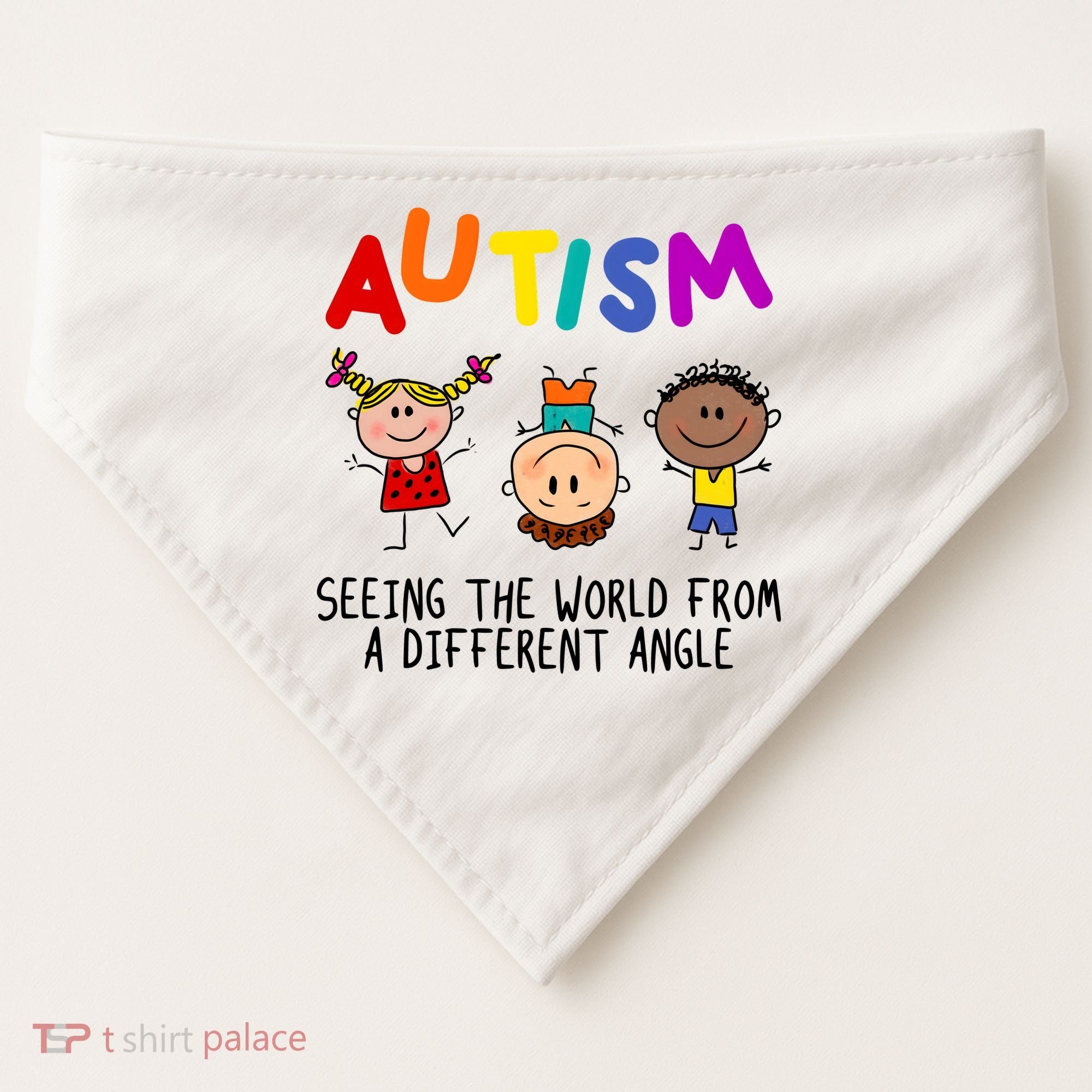Autism Seeing The World From A Different Angle Cartoon USA-Made Doggie Bandana