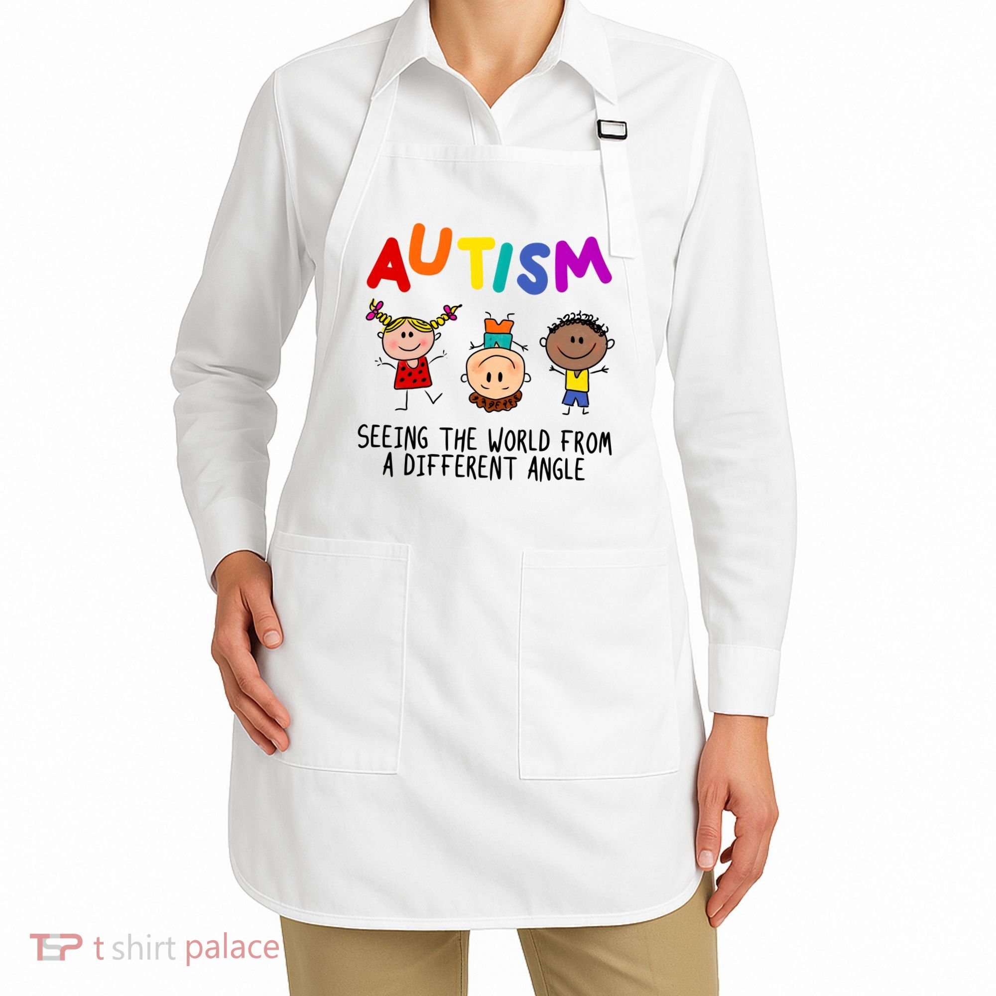 Autism Seeing The World From A Different Angle Cartoon Apron